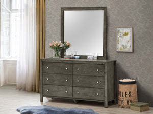 English Elm Burlington modern 6-drawer dresser with nickel hardware, dove-tailed drawers and durable wood veneer finish for stylish bedroom storage Gray 19 L x 60 W x 37 H B078108127