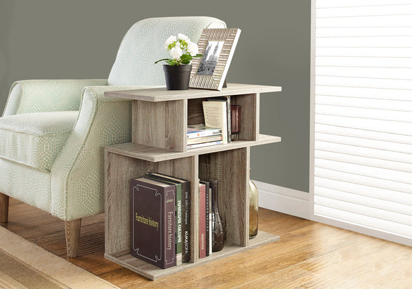 English Elm Accent Three-Tier Accent Table with Six Open Display Shelves for Living Room, Bedroom, Modern Design taupe 28 L x 15 W x 8 H B2710P219052