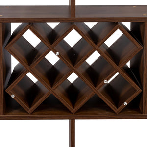 English Elm Large Rustic Wood Wall Mounted Wine Rack with Three Shelves and Stemware Rail Walnut W331P277924
