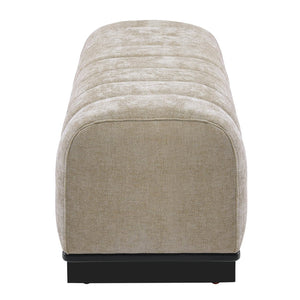 English Elm Indoor Channel Tufted Chenille Upholstered Bench Rubberwood Legs Entryway Dining N779P367309O
