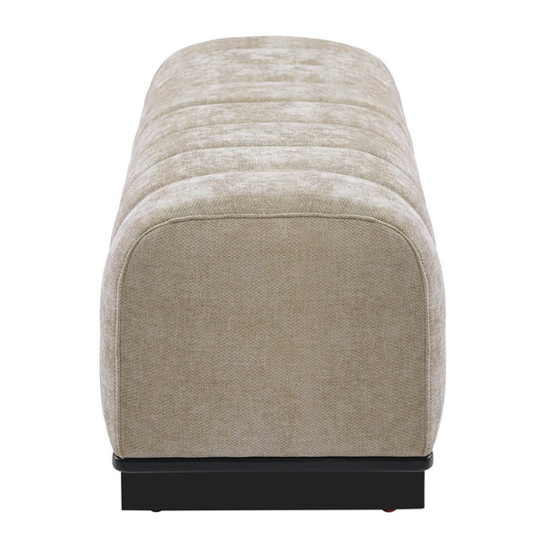 English Elm Indoor Channel Tufted Chenille Upholstered Bench Rubberwood Legs Entryway Dining N779P367309O