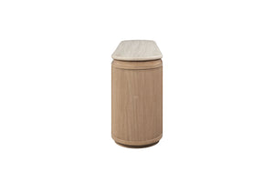 English Elm Stone Top Rope-Front Server with Toffee Oak Finish, Soft-Close Doors, Spacious Storage, Rustic Charm B2699P298397