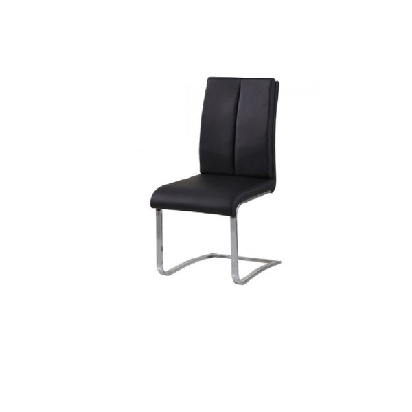 English Elm Black Faux Leather Dining Side Chairs with Polished Chrome Frame Set of 2 Black B011P439049