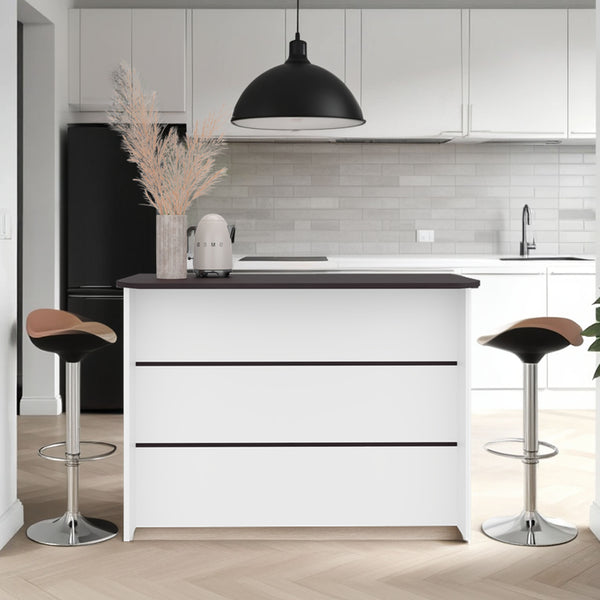 English Elm Fendi Multicolor Kitchen Island with Spacious 47.2" Workstation, Open Shelves & Cabinets for Small Spaces B070S00391