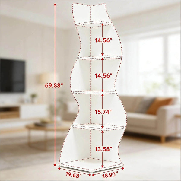 English Elm 5-tier Corner Shelving Unit Tall Engineered Wood Open Rack for Bedroom or Office Brown T3971P418324