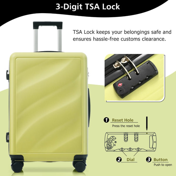 English Elm Luggage Set Three Piece Hard Shell Abs Suitcases with Spinner Wheels Tsa Lock Travel Tea Green N730P304620G