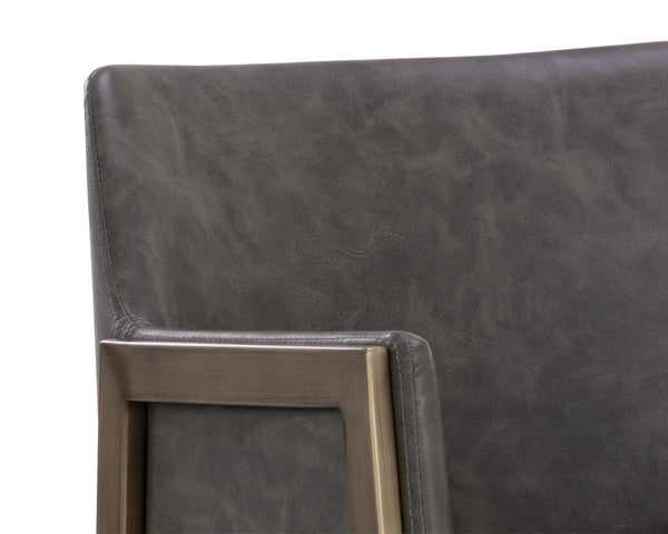 Sunpan Bernadette Stylish Barstool with Antique Brass Frame and Durable Faux Leather for Chic Interiors Kendall Grey