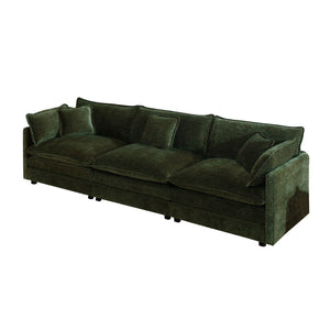 English Elm Mid-century Modern Chenille Sofa Solid Wood Frame Foam Cushions Living Room Seating W714S00462