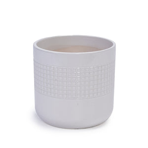 English Elm Set Of 3 Grid Ceramic Flowerpots - Modern Handcrafted Planters For Patio, Garden, And Home Decor W3273P322255-GIGA