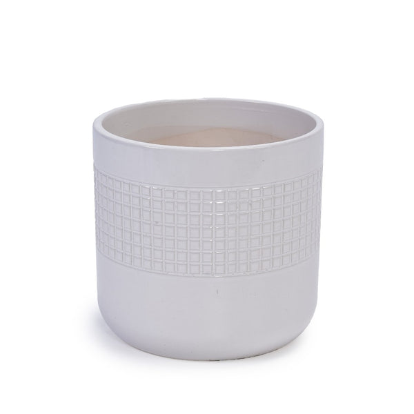 English Elm Set Of 3 Grid Ceramic Flowerpots - Modern Handcrafted Planters For Patio, Garden, And Home Decor W3273P322255-GIGA