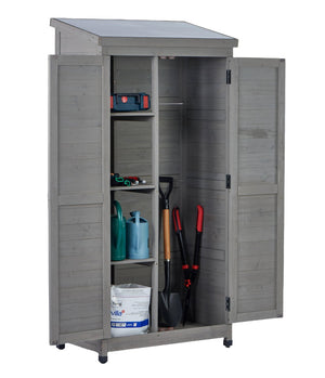 English Elm Outdoor Cedar Wood Vertical Storage Shed with Metal Roof for Garden Tools W2640P262538