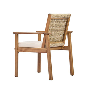 English Elm Outdoor Acacia Wood Wicker Rattan Armchairs with Cushions for Patio Poolside Beige,Light Teak N768P374497L