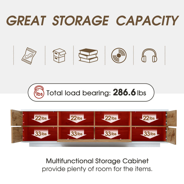 English Elm Modern Tv Stand For Up To 80" Tvs - Sleek Media Console With Multi-Functional Storage & Cable Management WF313575AAP