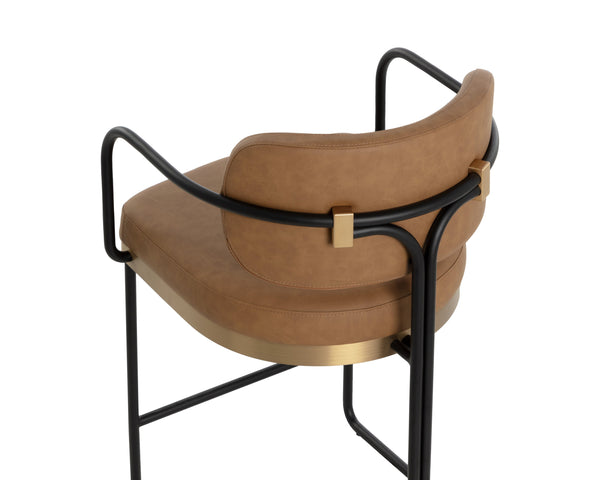 Sunpan Jalen Counter Stool - Elegant Milliken Cognac With Gold Accents, Perfect For Home Or Business Use Brown Faux Leather 111700