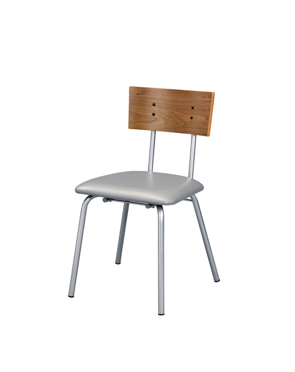 English Elm Grey Bentwood Side Chair Set of 2 with 40mm Padded PU Seat, Oak Finish & Steel Legs for Modern Dining B062P209262