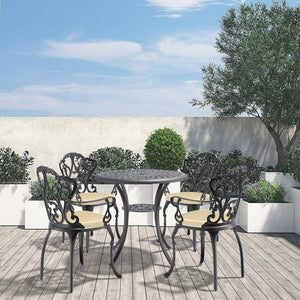 English Elm 5-Piece Elegant Cast Aluminum Patio Furniture Set With Off-White Cushions For Outdoor Comfort P2 W1710S00048-GIGA