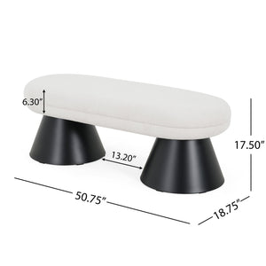 English Elm Christopher Knight Home® - Dining Modern Farmhouse 50.75" Storage Bench with Beige Upholstery, Black Iron Legs, 300lb Capacity N779P252594B_N779P252595B