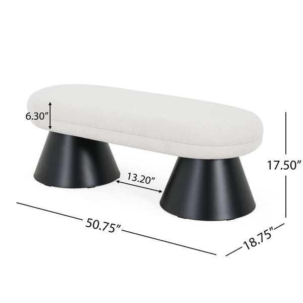 English Elm Christopher Knight Home® - Dining Modern Farmhouse 50.75" Storage Bench with Beige Upholstery, Black Iron Legs, 300lb Capacity N779P252594B_N779P252595B