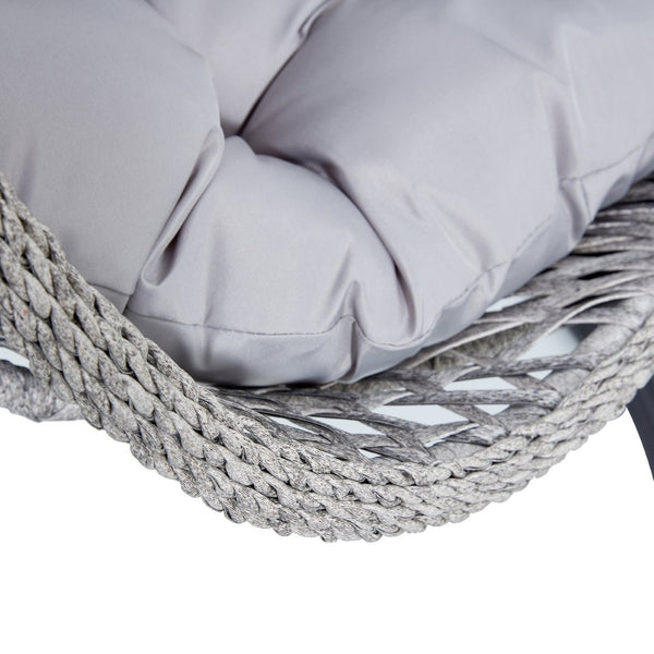 English Elm Egg Swing Chair Woven Rattan Basket Seat with Stand Cushion for Patio Bedroom W1512P498597