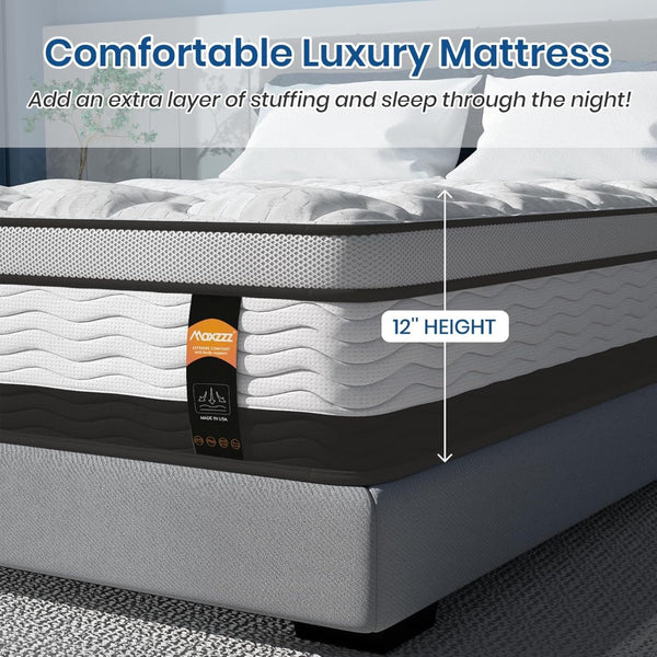 English Elm 14 Inch Full Hybrid Mattress Gel Foam Pocket Coils Medium Firm Sleep Support B2716P329689