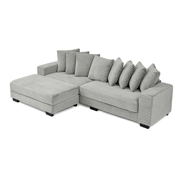 English Elm Corduroy Tufted Sleeper Sectional with Reversible Chaise for Modern Living Rooms W487S00367