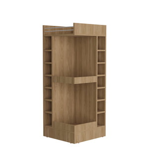 English Elm Bar Cabinet with Concealed Double Doors and 8 Wine Bottle Slots, Durable Engineered Wood Storage Solution Natural Wood 51.18 L x 23.23 W x 4.72 H B097P296848