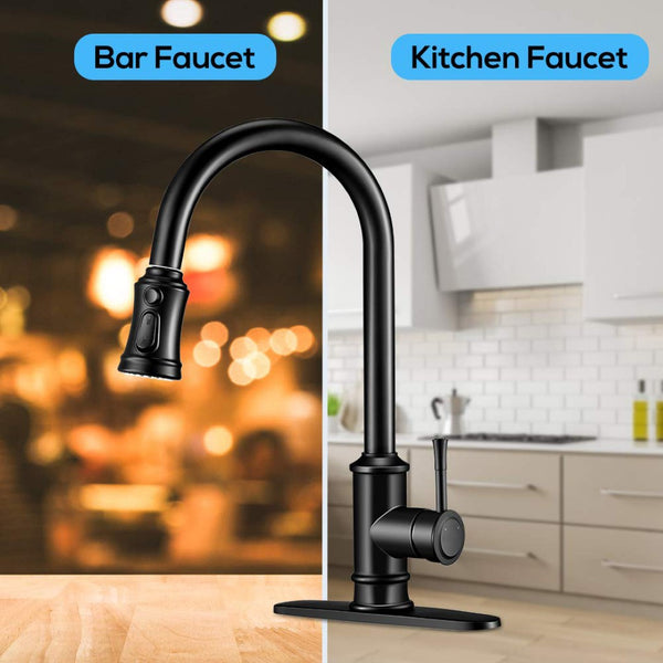 English Elm Kitchen Pull Down Faucet Matte Black Stainless Steel Single Handle 360 Swivel T3177P277524
