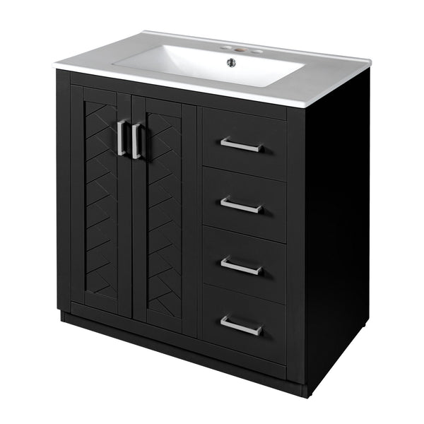 English Elm 60'' Bathroom Vanity Set With Ceramic Sink - Solid Wood Frame, Soft-Close Drawers & Ample Storage N710SS00001B