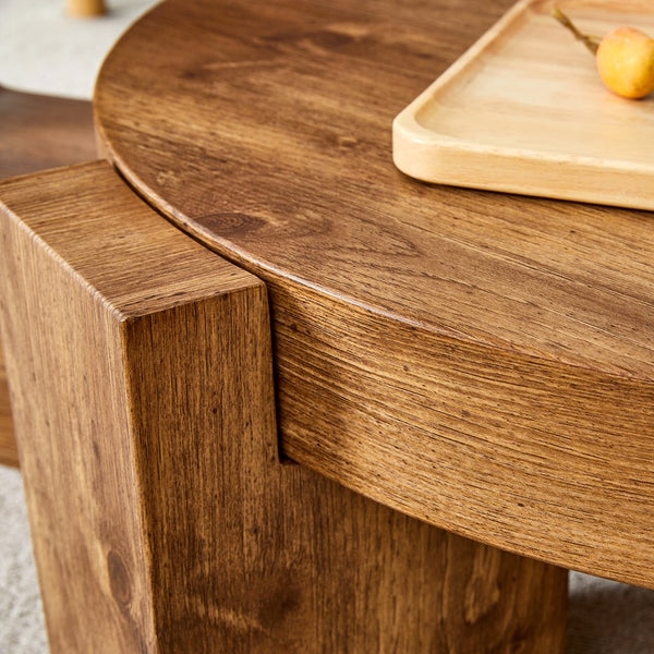 English Elm The detachable double-decker coffee table — Wood MDF, quick 10–15 min assembly, anti-collision, easy-clean modern design W1151P184841