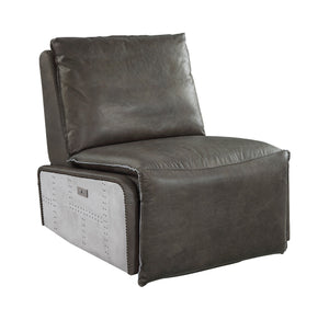 English Elm Metier Gray Top Grain Leather Power Motion Recliner with Aluminum Frame, Foam Comfort, 220 lb Capacity B2726P280176