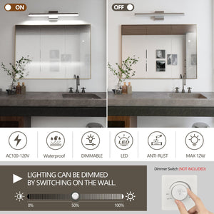 English Elm Modern Led Bathroom Vanity Light Fixtures - Dimmable Chrome Wall Sconces For Elegant Illumination W2312P374947