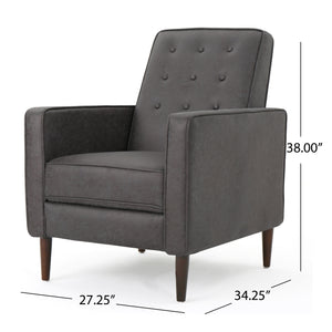 English Elm Christopher Knight Home® - Fabric Recliner Chair Mid-Century Modern Pushback Single Sofa with Tufted Cushion, Birch Legs, Cozy Comfort Slate 60741.00MF