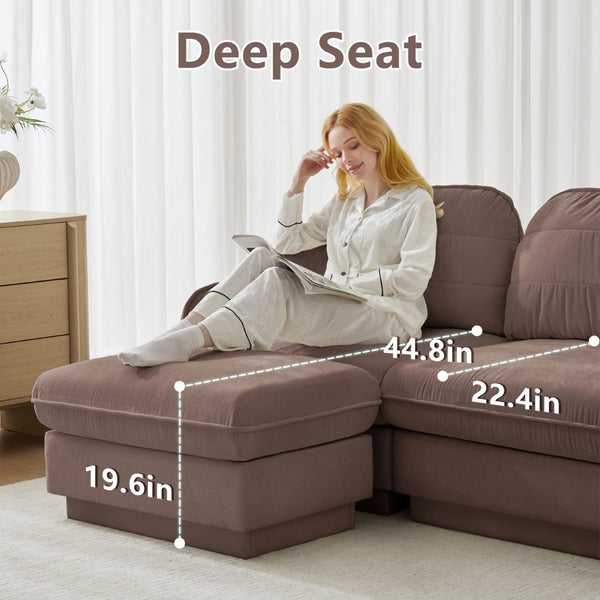 English Elm Chenille Cloud Loveseat with Quilted Back Cushions Deep Foam Seat Modern Living Room Sofa Rose Dust W714S01774