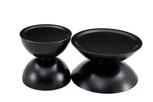 English Elm BLCK Modern Round Coffee Tables with Integrated Cat Bed, Marble-Look Top & Sturdy Steel Base (2) W370S00051