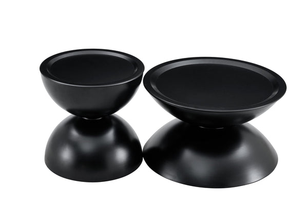 English Elm BLCK Modern Round Coffee Tables with Integrated Cat Bed, Marble-Look Top & Sturdy Steel Base (2) W370S00051