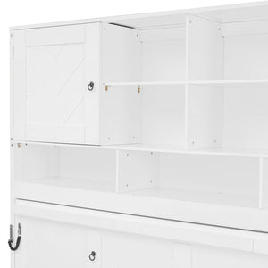 English Elm Queen Size Murphy Bed With Stylish Chevron Stripes, Ample Storage, And Space-Saving Design N820S00061K-GIGA