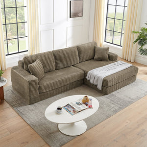 English Elm Right Modular Corduroy Sectional Sofa Converts to Queen Bed for Small Space Living W487S00361