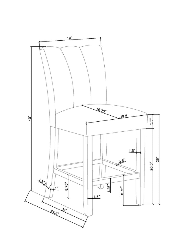 English Elm 5pc Counter Height Dining Set with Round Weathered Table and Plush High-Back Upholstered Chairs for Stylish Comfort and Everyday Entertaining Black,Brown,Cream,Mocha 48.5 L x 48.5 W x 9 H B011S01935