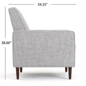 English Elm Christopher Knight Home® - Fabric Recliner Chair Mid-Century Modern Pushback Single Sofa with Tufted Cushion, Birch Legs, Cozy Comfort LIGHT GREY 60741.00LGT