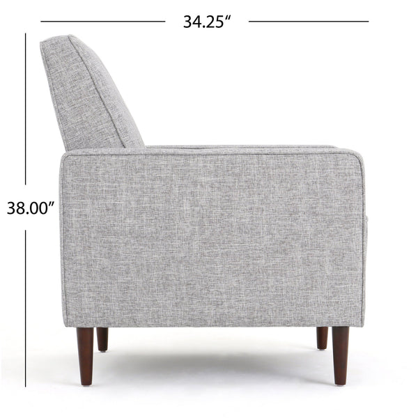 English Elm Christopher Knight Home® - Fabric Recliner Chair Mid-Century Modern Pushback Single Sofa with Tufted Cushion, Birch Legs, Cozy Comfort LIGHT GREY 60741.00LGT