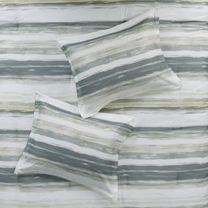 English Elm 8 Piece Printed Seersucker Comforter Set In Yellow & Gray - Stylish, Hypoallergenic King/Cal King Collection B03597255