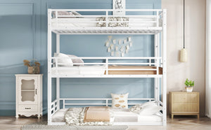 English Elm Twin Metal Triple Bunk Bed With Safety Guardrails, Heavy-Duty Space-Saving Design For Kids & Dorms W1580S00164-GIGA