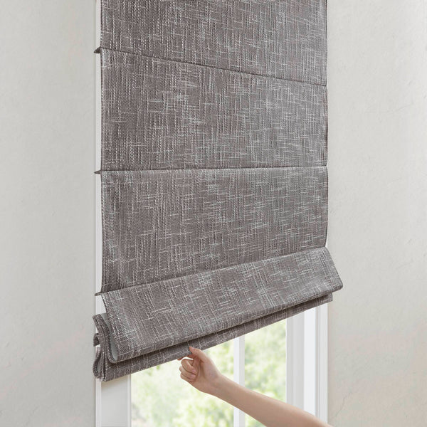 JLA Home Madison Park - Total Blackout Cordless Roman Shade — Premium Light-Blocking, Child-Safe Design for Bedrooms & Media Rooms Grey MP40-8670