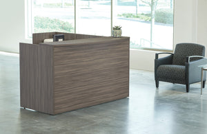 OSP Home Furnishings Napa Reception Station Commercial Grade Front Desk with Ergonomic Layout and Storage NAPURB-TYP19