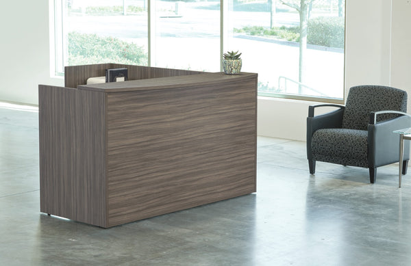 OSP Home Furnishings Napa Reception Station Commercial Grade Front Desk with Ergonomic Layout and Storage NAPURB-TYP19