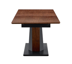English Elm Modern Extendable Dining Table with Walnut MDF Veneer Top, Dual V-Shaped Metal Base, Sleek Durable Design Dark Walnut W3493S00007