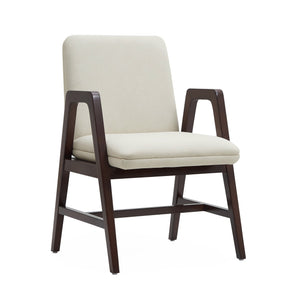 English Elm Stella Sculptural Wood Velvet Armchair Cream — Solid Beech Frame, Dark Walnut, Luxurious Plush Seat B365P397782