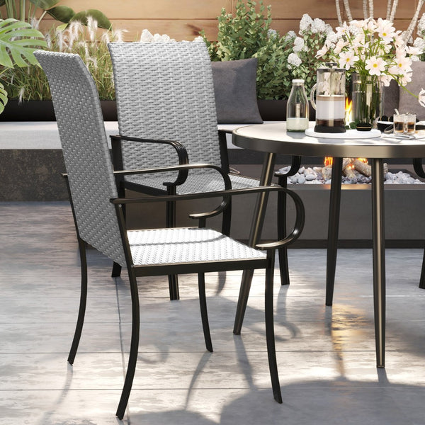 English Elm Outsunny 4 Piece Pe Rattan Patio Armchairs High Back Deep Seat Resort Dining Set W2225P485556