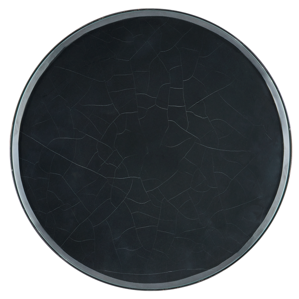 Parna Industrial Concrete Accent Table with Wrought Iron Base & Clear Glass Top - Modern Design!