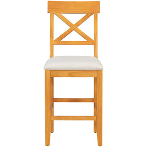 English Elm Topmax 5-Piece Farmhouse Counter Height Dining Table Set With Storage & Upholstered Chairs In Brown N717S000141N-GIGA